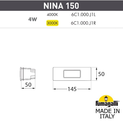 Светильник для подсветки лестниц Fumagalli NINA 6C1.000.000.LYJ1L