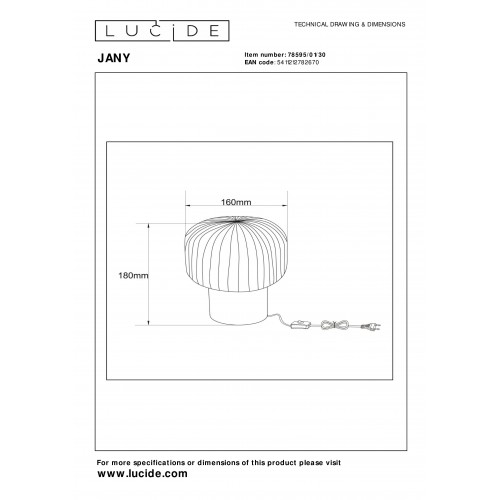 Настольная лампа Lucide JANY 78595/01/30