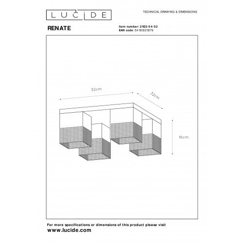 Потолочный светильник Lucide RENATE 21123/04/02