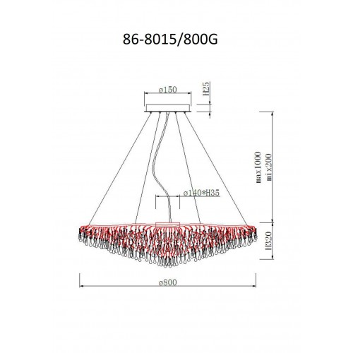 Люстра подвесная Garda Decor Капли 86-8015/800G