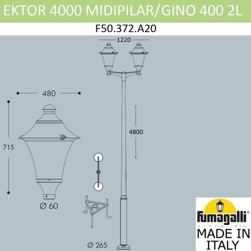 Парковый фонарь  Fumagalli GINO F50.372.A20.AXE27