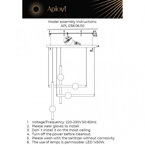 Светильник подвесной Aployt Zhozefin APL.038.06.50