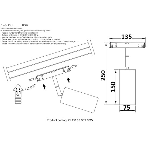 Светильник трековый магнитный Crystal Lux SPACE CLT 0.33 003 18W BL 3000K