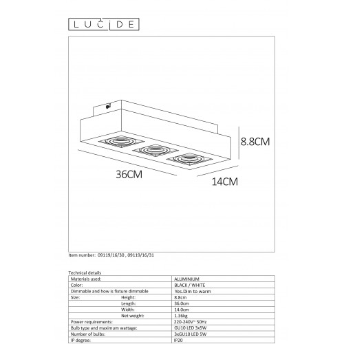 Спот Lucide XIRAX 09119/16/30