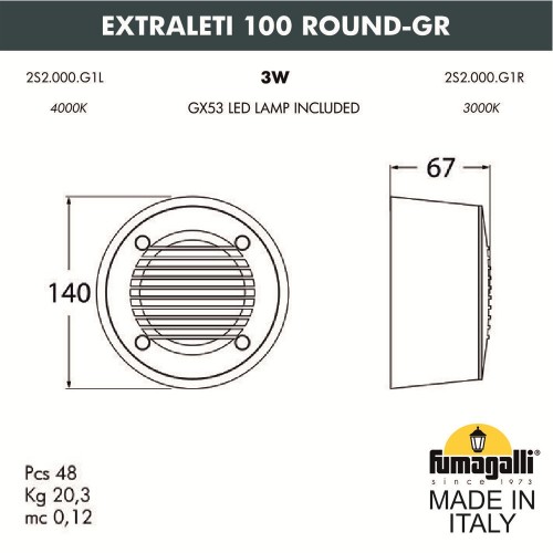 Светильник для подсветки лестниц Fumagalli LETI 2S2.000.000.LYG1L