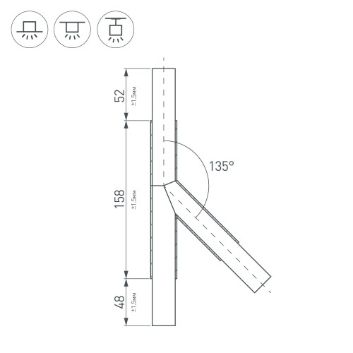 Тройник PLS-LOCK-H25-T135L левый (с экраном MAT-L) (Arlight, Металл)