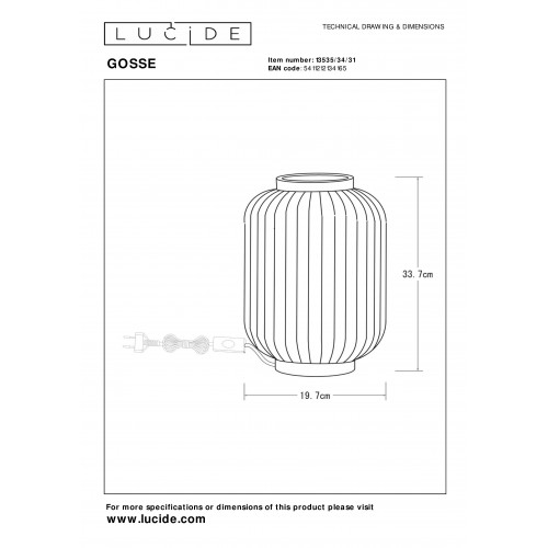 Настольная лампа Lucide GOSSE 13535/34/31