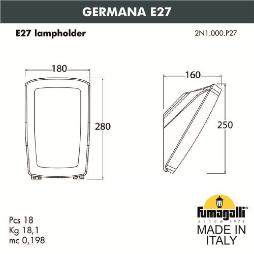 Уличный настенный светильник Fumagalli GERMANA 2N1.000.000.WYF1R