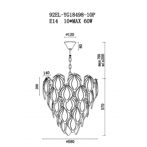 Люстра Garda Decor Лепестки 92EL-YG18498-10P