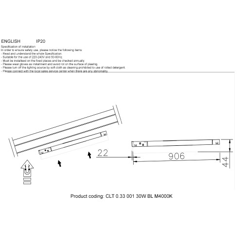 Светильник трековый магнитный CLT 0.33 001 30W BL M4000K