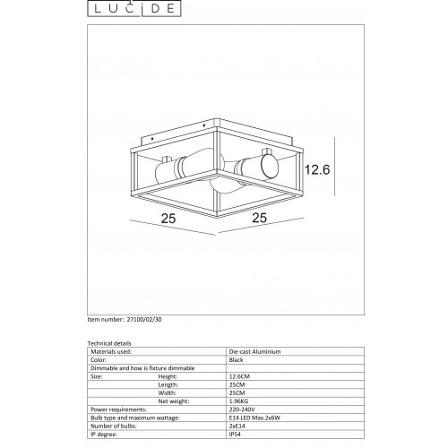 Светильник потолочный Lucide CARLYN 27100/02/30