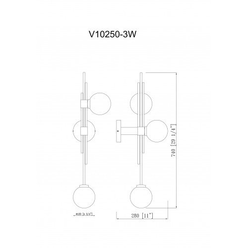 Светильник настенный Moderli V10250-3W