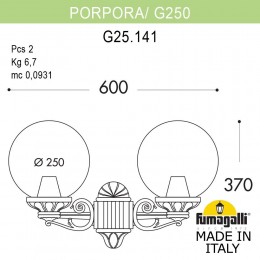 Светильник уличный настенный Fumagalli GLOBE 250 G25.141.000.BZF1R