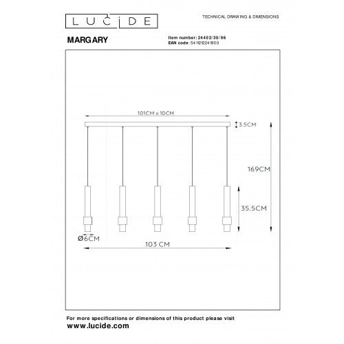 Подвесная люстра Lucide Margary 24402/30/96