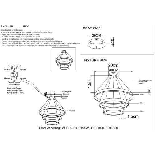 Люстра Crystal Lux MUCHOS MUCHOS SP158W LED D400+600+800 GOLD