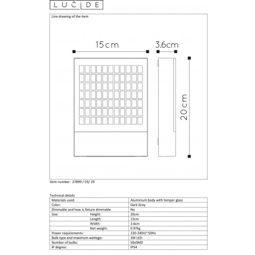 Бра Lucide DIGIT 27899/03/29