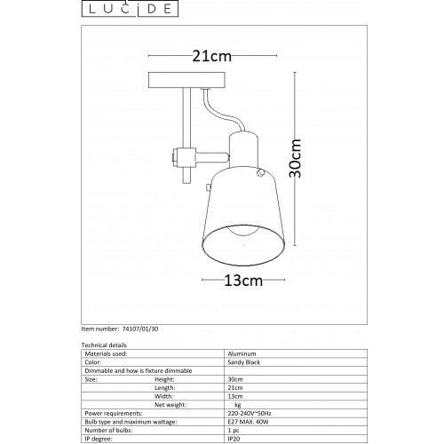 Спот Lucide QUINNY 74107/01/30