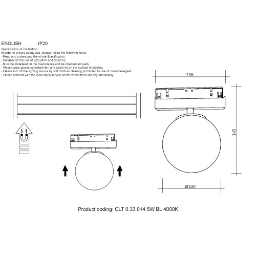 Светильник трековый магнитный Crystal Lux SPACE CLT 0.33 014 5W BL 4000K