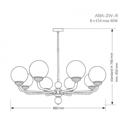 Люстра Kutek MOOD ABA-ZW-8(P)