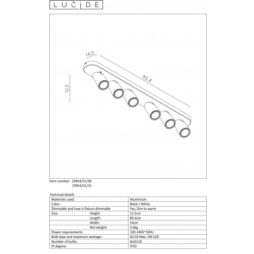 Спот Lucide XYRUS 23954/31/30