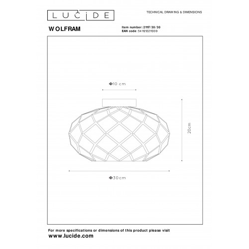 Потолочный светильник Lucide WOLFRAM 21117/30/30