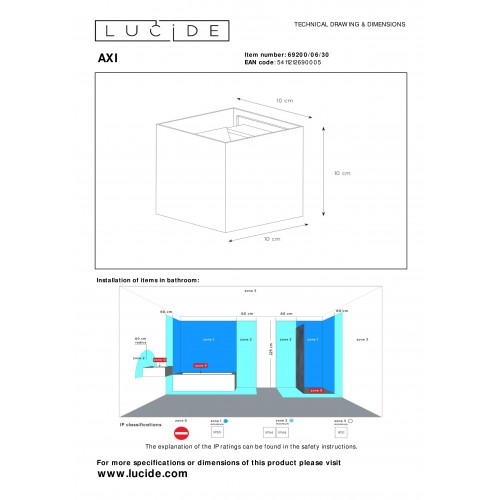 Настенный светильник Lucide AXI 69200/06/30