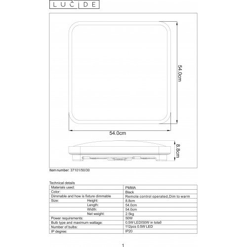 Светильник потолочный Lucide POLARIS 37101/50/30