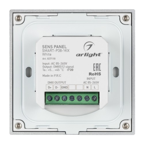 Панель Sens SMART-P38-MIX White (230V, 4 зоны, 2.4G) (Arlight, IP20 Пластик, 5 лет)