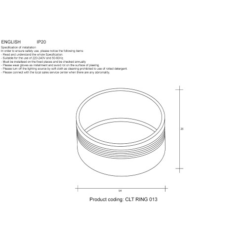 Декоративное кольцо внутреннее Crystal Lux CLT 0.31 CLT RING 013 GO