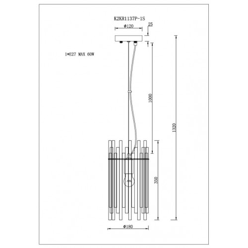 Светильник потолочный Garda Decor K2KR1137P-1S