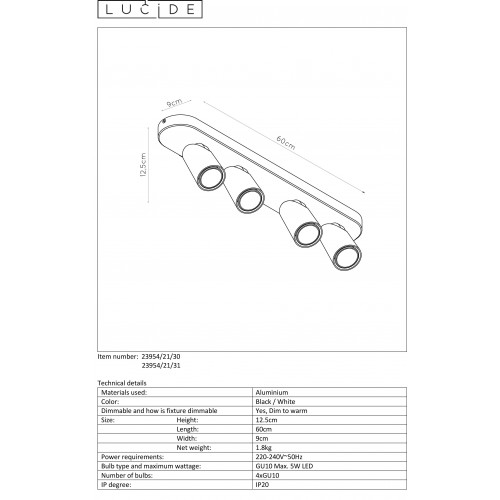 Спот Lucide XYRUS 23954/21/30