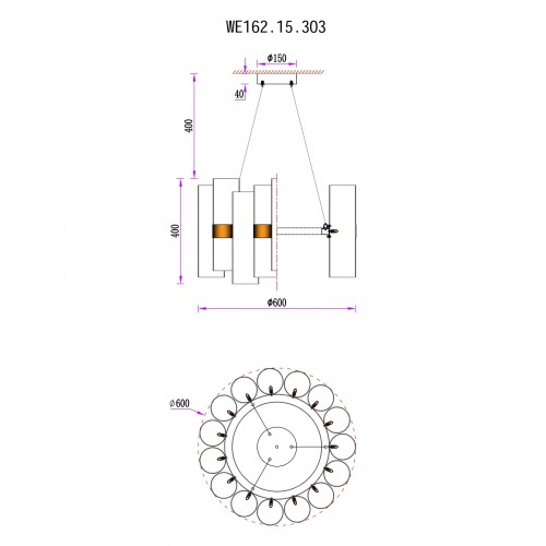 Подвесной светильник Wertmark FRANKA WE162.15.303