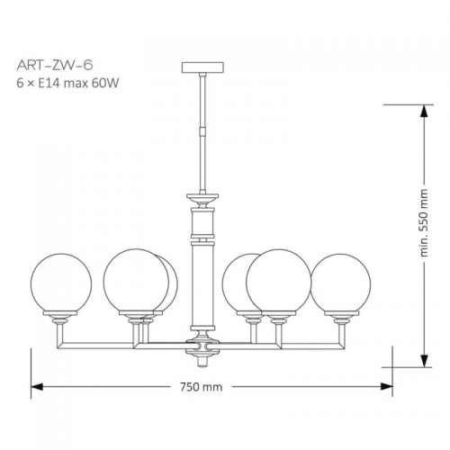 Люстра Kutek ARTU GLASS ART-ZW-6(N)G