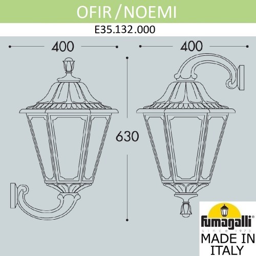 Уличный настенный светильник Fumagalli NOEMI E35.132.000.WXH27