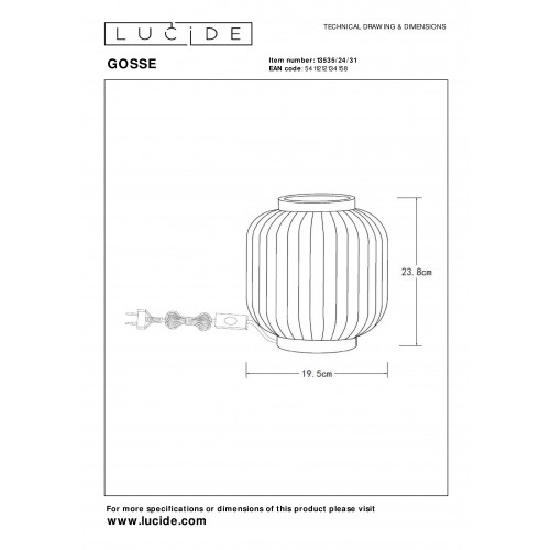 Настольная лампа Lucide GOSSE 13535/24/31