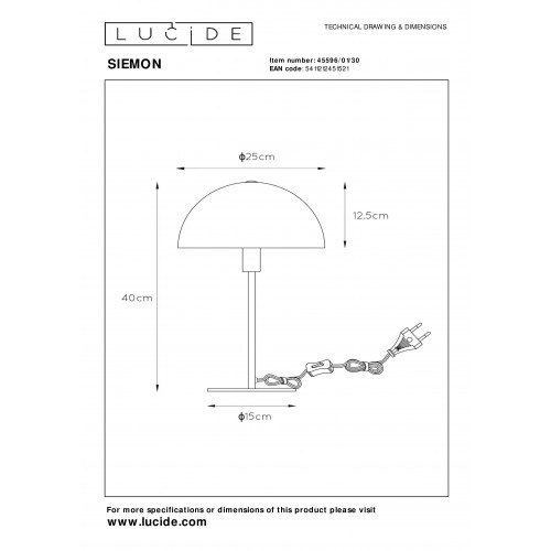 Настольная лампа Lucide SIEMON 45596/01/30