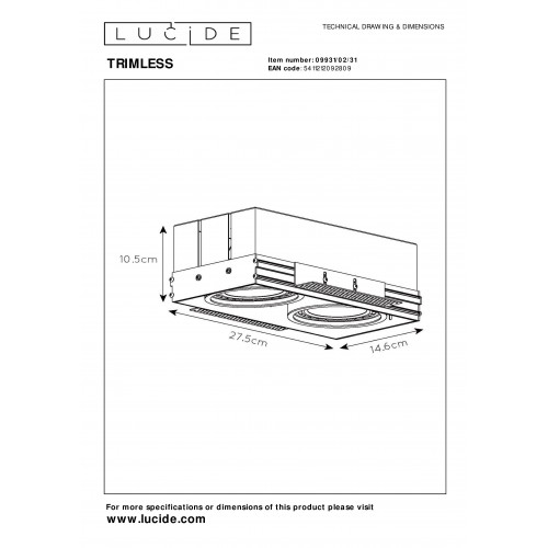 Встроенный светильник Lucide TRIMLESS 09931/02/31