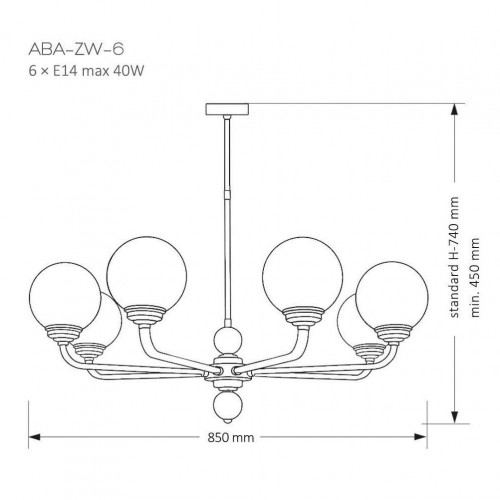 Люстра Kutek MOOD ABA-ZW-6(N)