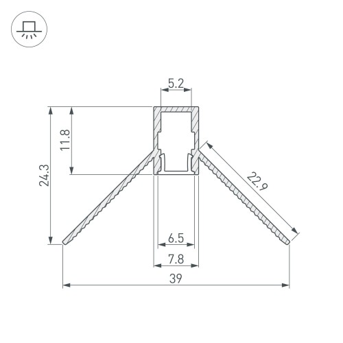 Профиль ARH-DECORE-S6-INT-2000 ANOD внутренний Arlight 034971