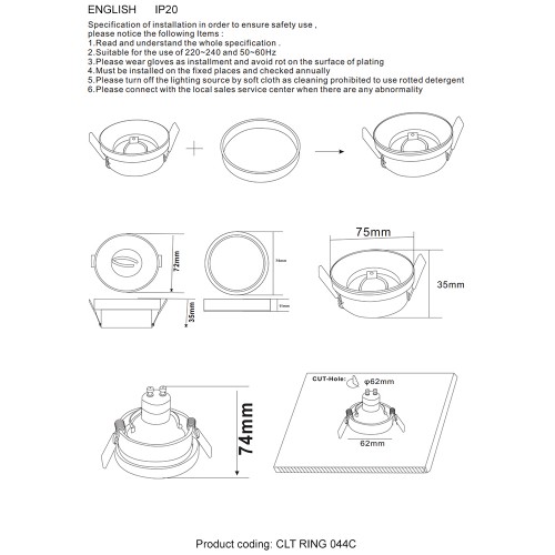 Декоративное кольцо внешнее Crystal Lux CLT 044 CLT RING 044C WH