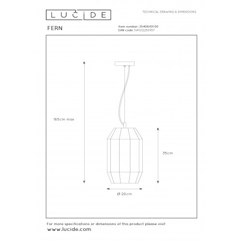 Подвесной светильник Lucide FERN 25408/01/30