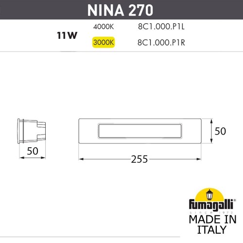 Светильник для подсветки лестниц Fumagalli NINA 8C1.000.000.WYP1L